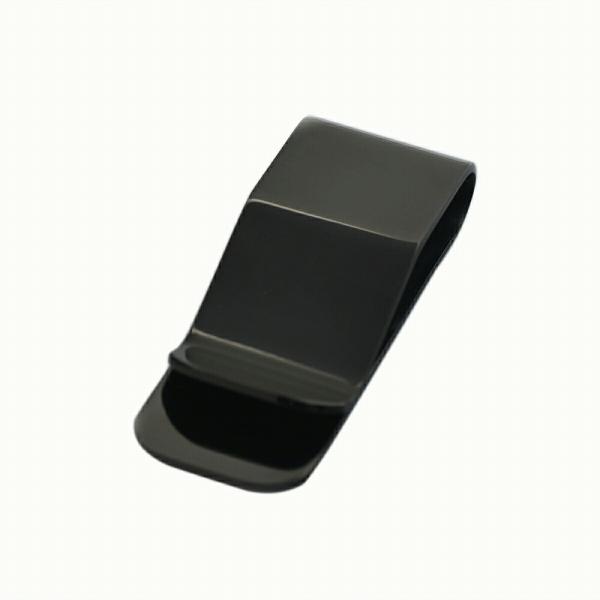 マネークリップ サージカルステンレス プレーンなワイドタイプのマネークリップ 黒