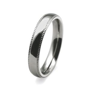 指輪 サージカルステンレス 両サイドギザギザデザインの甲丸リング 幅4.0mm 銀色｜rubby