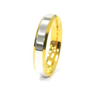 指輪 サージカルステンレス センターラインシルバーと両サイドカットのリング 幅4.0mm 金色 銀色