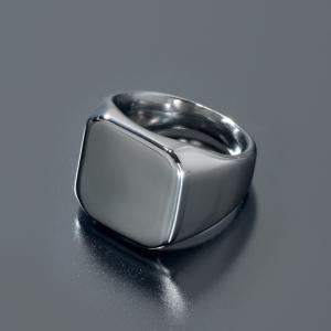 指輪 サージカルステンレス シンプルなスクエア印台リング｜レディース メンズ