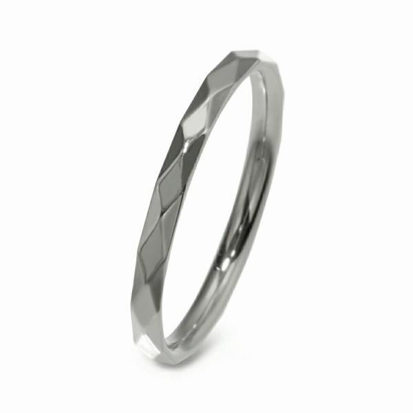 指輪 サージカルステンレス アーガイルカットリング 幅2.0mm 銀色