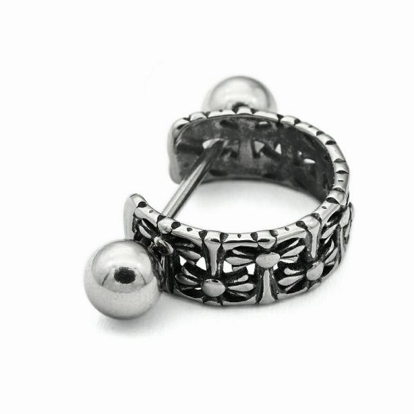 【バラ売り/1個】 ボディピアス サージカルステンレス ストレートバーベル 連なったクロスモチーフ ...