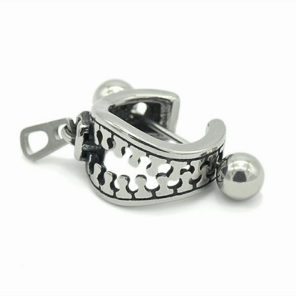 【バラ売り/1個】 ボディピアス サージカルステンレス ストレートバーベル ジッパーモチーフのシール...