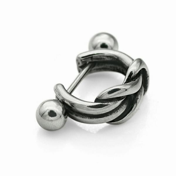 【バラ売り/1個】 ボディピアス サージカルステンレス ストレートバーベル ノットデザインのシールド...