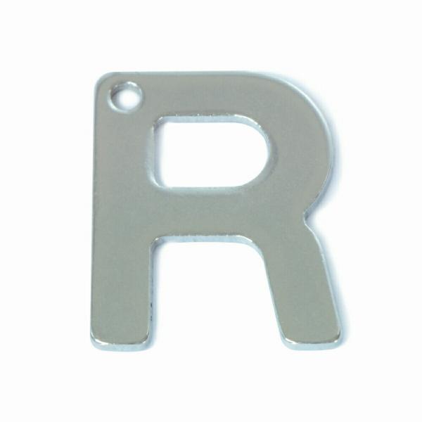 【1個売り】 チャームパーツ ステンレス R イニシャルプレートチャーム 穴開き アルファベット 文...