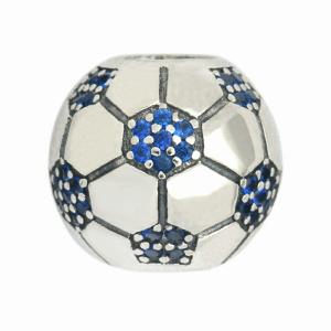 【1個売り】 ビーズパーツ シルバー925 サッカーボールモチーフの穴あき貫通ビーズ 外径11.0mm 高さ9.7mm 穴径4.5mm スペーサー ボール玉｜rubby