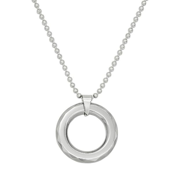 ペンダントトップ タングステン サイドにカットの入ったリング型ペンダント チェーン付属｜アクセサリー...