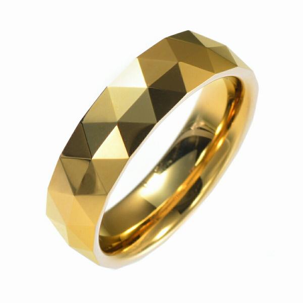 指輪 タングステン トライアングルリング 幅6.0mm 金色 ゴールド｜Tungsten アクセサリ...
