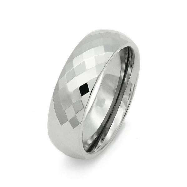 指輪 タングステン ミラーボールカットリング 幅6.0mm 銀色 シルバー｜Tungsten アクセ...