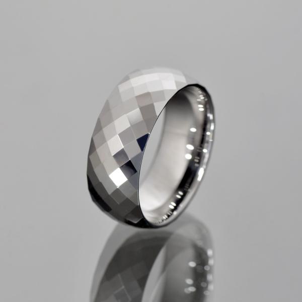 指輪 タングステン ミラーボールカットリング 幅8.0mm 銀色 シルバー｜Tungsten アクセ...