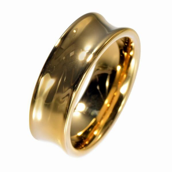 指輪 タングステン センターくびれデザインのリング 幅7.0mm 金色 ゴールド｜Tungsten ...