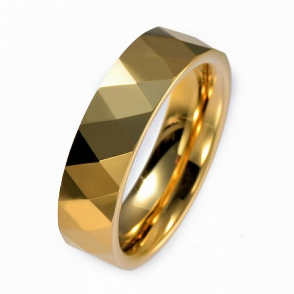 指輪 タングステン アーガイルカットリング 幅6.0mm 金色 ゴールド｜Tungsten アクセサ...