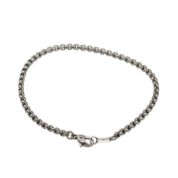ブレスレット チェーン 純チタン 角ロールチェーン 幅2.7mm 長さ18cm｜鎖 チタン アクセサ...