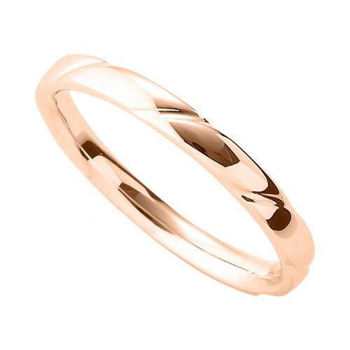指輪 18金 ピンクゴールド 斜めの彫り込みデザインリング 幅2.4mm