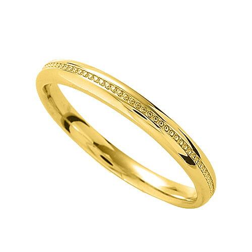 指輪 18金 イエローゴールド 上品なミル打ちラインリング 幅2.7mm