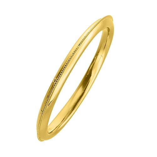 指輪 18金 イエローゴールド 上品なミル打ちラインリング 幅1.7mm