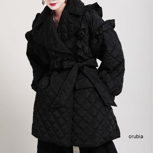 「商品大幅値下げ 在庫ある分だけ早い者勝ち」 ジャケット キルティング フリル ウエストリボン フリ...