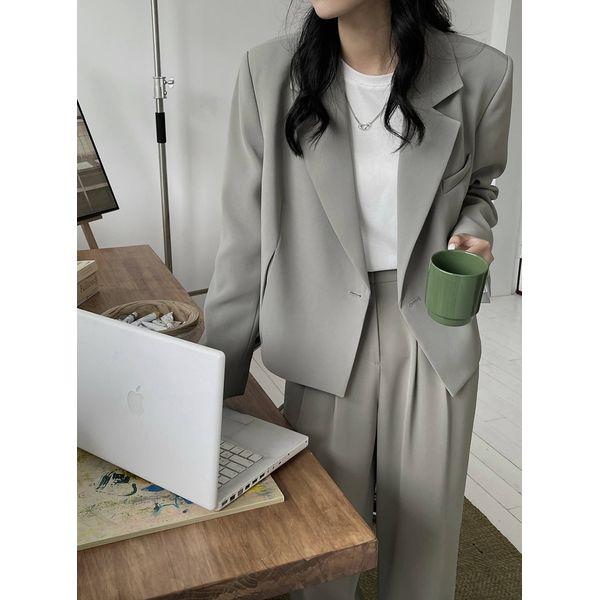 ジャケット ブレザー シングル ダブル ショート丈  ワンボタン シンプル ベーシック 定番 春秋