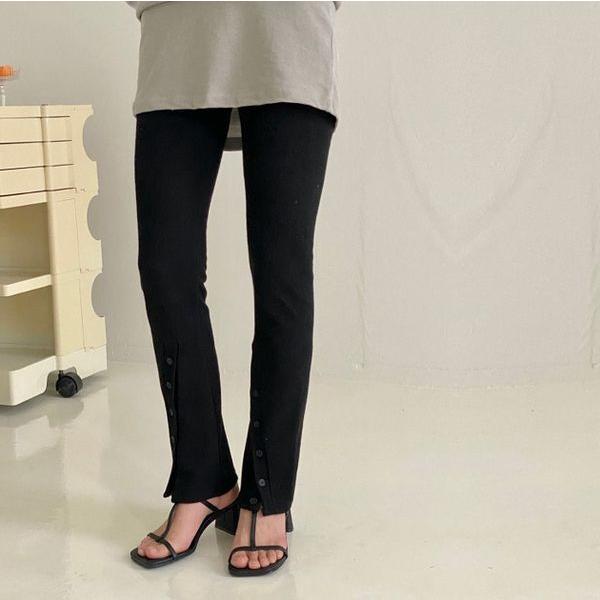 「商品大幅値下げ 在庫ある分だけ早い者勝ち」 レギンス ボタンサイドスリット スリムフィット パンツ...