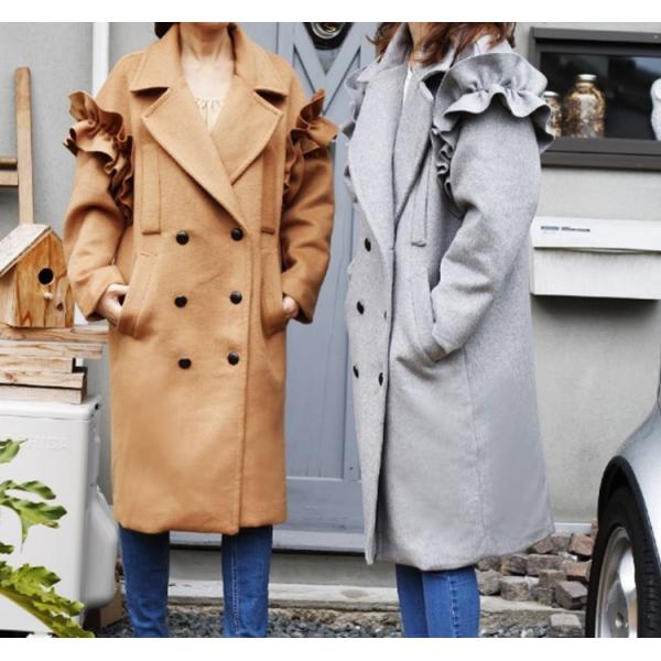 「商品大幅値下げ 在庫ある分だけ早い者勝ち」 コート チェスターコート フリル ダブルボタン Rub...