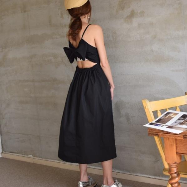 ワンピース バックリボン インスタ映え ラベンダー リゾート オープンバック トレンドカラー ギンガ...