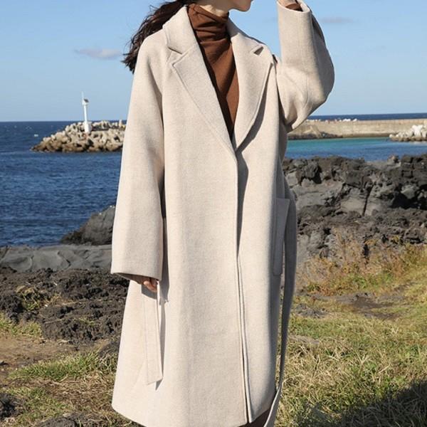 コート ロング ガウン オーバーシルエット ベージュ ホワイト