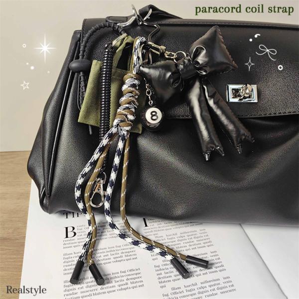 キーホルダー ストラップ チャーム バッグ スマホ アクセサリー パラコード リボン おしゃれ 車 ...