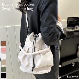 巾着バッグ ショルダーバッグ ハンドバッグ レディース 大容量 軽量 バケツ型 巾着ショルダー マチ広 おしゃれ かわいい カジュアル 2way 斜めがけ 手提げ 大人