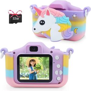 トイカメラ キッズカメラ 32G SDカード付 ユニコーンキャップ