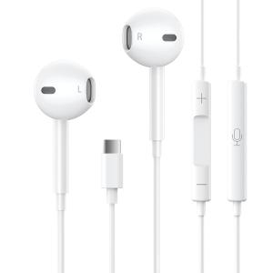 2023新版 タイプc イヤホン 有線 iPhone 15 イヤフォン HIFI透明な音質 重低音 マイク付き 通話対応 音量調整 通話可能｜rudan-store