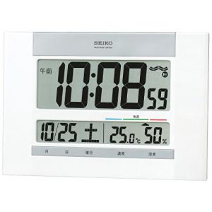 セイコークロック 掛け時計 置き時計 兼用 電波 デジタル カレンダー 快適度 温度 湿度 表示 薄型 白 パール SQ429W｜rudan-store