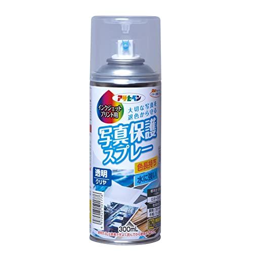 アサヒペン インクジェット写真用保護スプレー 300ML 透明 クリヤ 保護 スプレー 1回塗り 写...