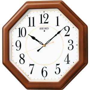 セイコークロック(Seiko Clock) 掛け時計 電波 アナログ 八角型 木枠 茶 木地 KX389B｜rudan-store