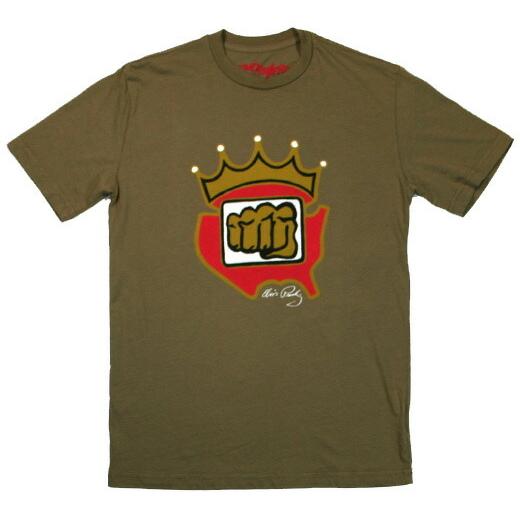 [Worn Free] Elvis Presley / King Fist Tee (Olive)