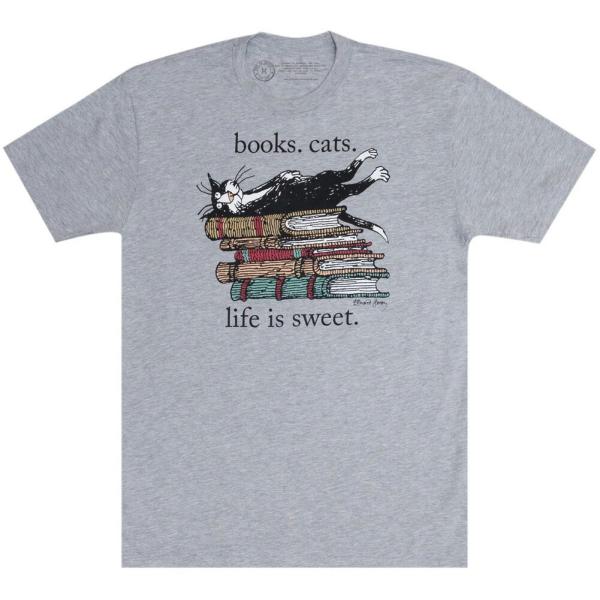 [Out of Print] Books. Cats. Life Is Sweet. Tee (He...