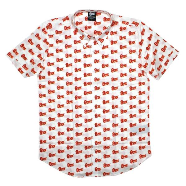 David Bowie / Bowie Logo Pattern Button Down Short...