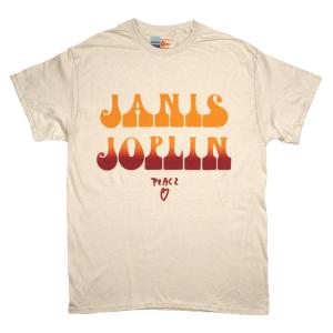 Janis Joplin / Peace & Heart Shape Tee (Sand) - ジャニス・ジョプリン Tシャツ｜rudie