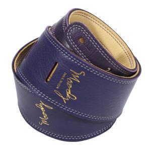 [Moody Leather] Leather Backed Guitar Strap [Standard / 2.5"] (Violet 2/Cream/Gold) - ムーディー・レザー・ストラップ｜rudie