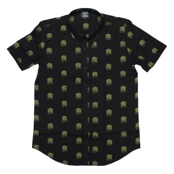 Queen / Crest Pattern Button Down Short Sleeve Shi...