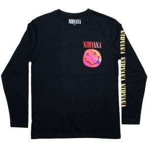 Nirvana / Gradient Smile Long Sleeve Tee (Black) - ニルヴァーナ ロングスリーブ Tシャツ｜rudie