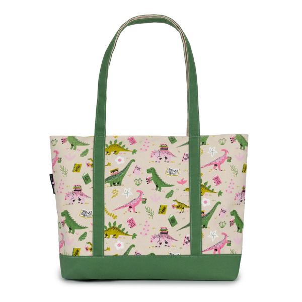 [Out of Print] Dinosaur Reads Large Zippered Tote ...