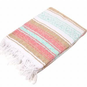 モリーナ (Molina Indian Blanket) Economy Mexican Blanket[Pastel]エコノミーメキシカンブランケット[約185×122cm]BROWN/PINK