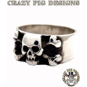 クレイジーピッグ リング 指輪 CRAZYPIG スカル&クロスボーンズオンバンドリング CRAZY PIG メンズ リング レディース リング｜rugged-market