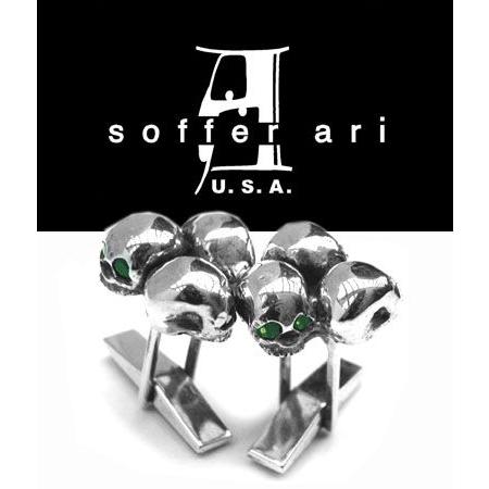 ソファアリ SofferAri モーフィン スリーサム カフリンクス w エメラルズ CUFFLIN...