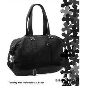ソファアリ SofferAri レザーショルダーバッグ TOTE BAG WITH PREFERABLE S.A. SILVER N.C. SILVER ボストンバッグ 革鞄 レザーバッグ BAG