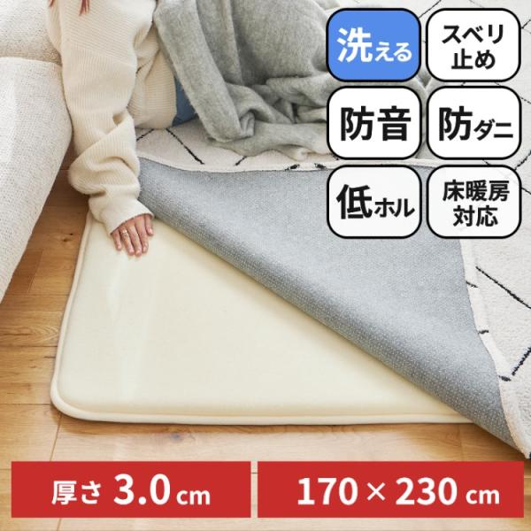 下敷きラグ アンダーラグ 極厚 30mm 洗える 3畳 170×230 ラグ 下敷き 滑り止め 防ダ...