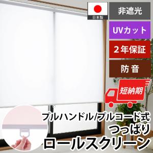ロールスクリーン ロールカーテン つっぱり コードレス 非遮光 採光 オーダー スクリーン 賃貸 日本製 / ファスト 非遮光 プルハンドル つっぱり式
