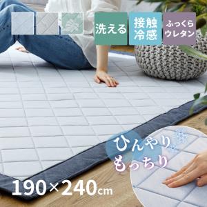洗える 冷感ラグ ひんやり 低反発 接触冷感 ラグ 190×240【約3畳】ラグマット カーペット ひんやりラグ ウレタン 夏 夏用 涼しい 冷たい