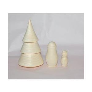 白木のマトリョーシカ　ツリー型　3個組 12cm おもしろい形の白木材料