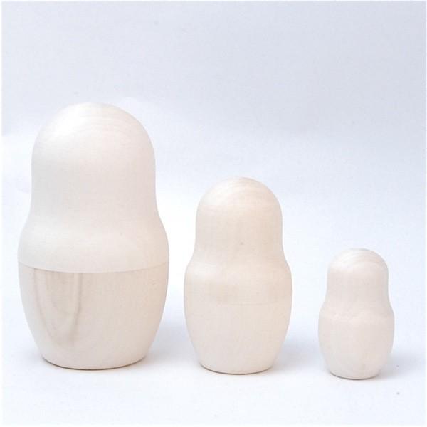 白木のマトリョーシカ ぽんぽこ型　足元ストレートタイプ 9.5センチ3個組